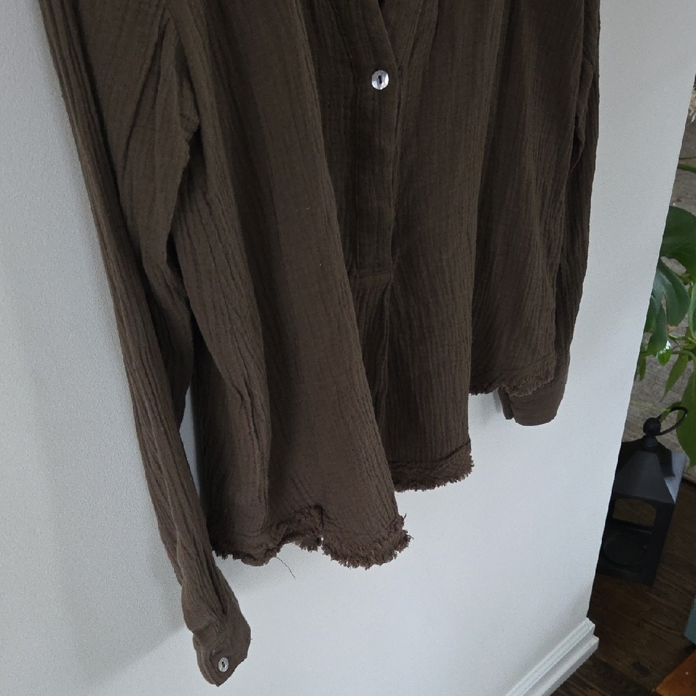 NWOT Free People Olive Blouse - Picture 3 of 9